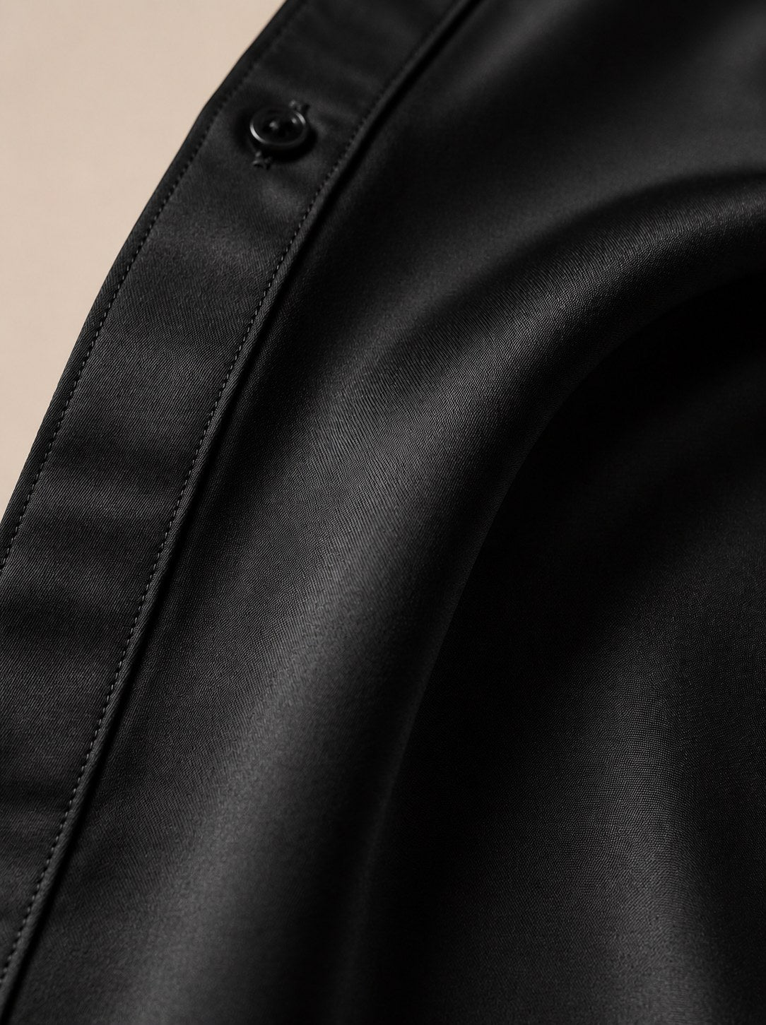 CANCER Satin-Cotton Shirt — Onyx Black, detail view