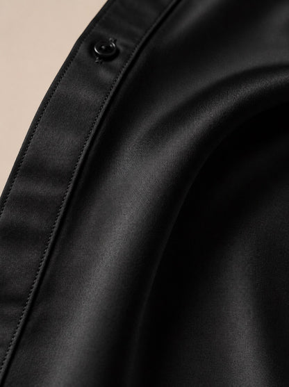 CANCER Satin-Cotton Shirt — Onyx Black, detail view