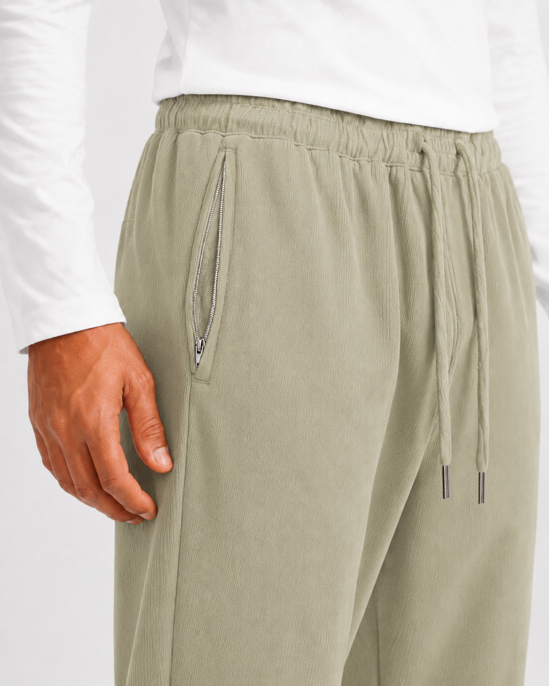 Corduroy Jogger in DHOOMR — on model