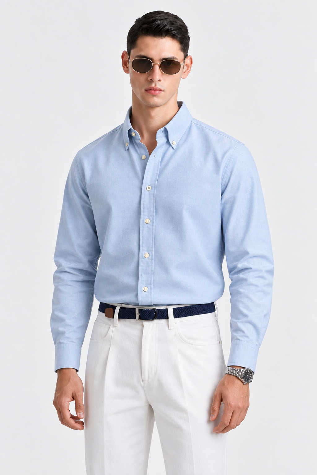 AQUARIUS Cotton Shirt — Powder