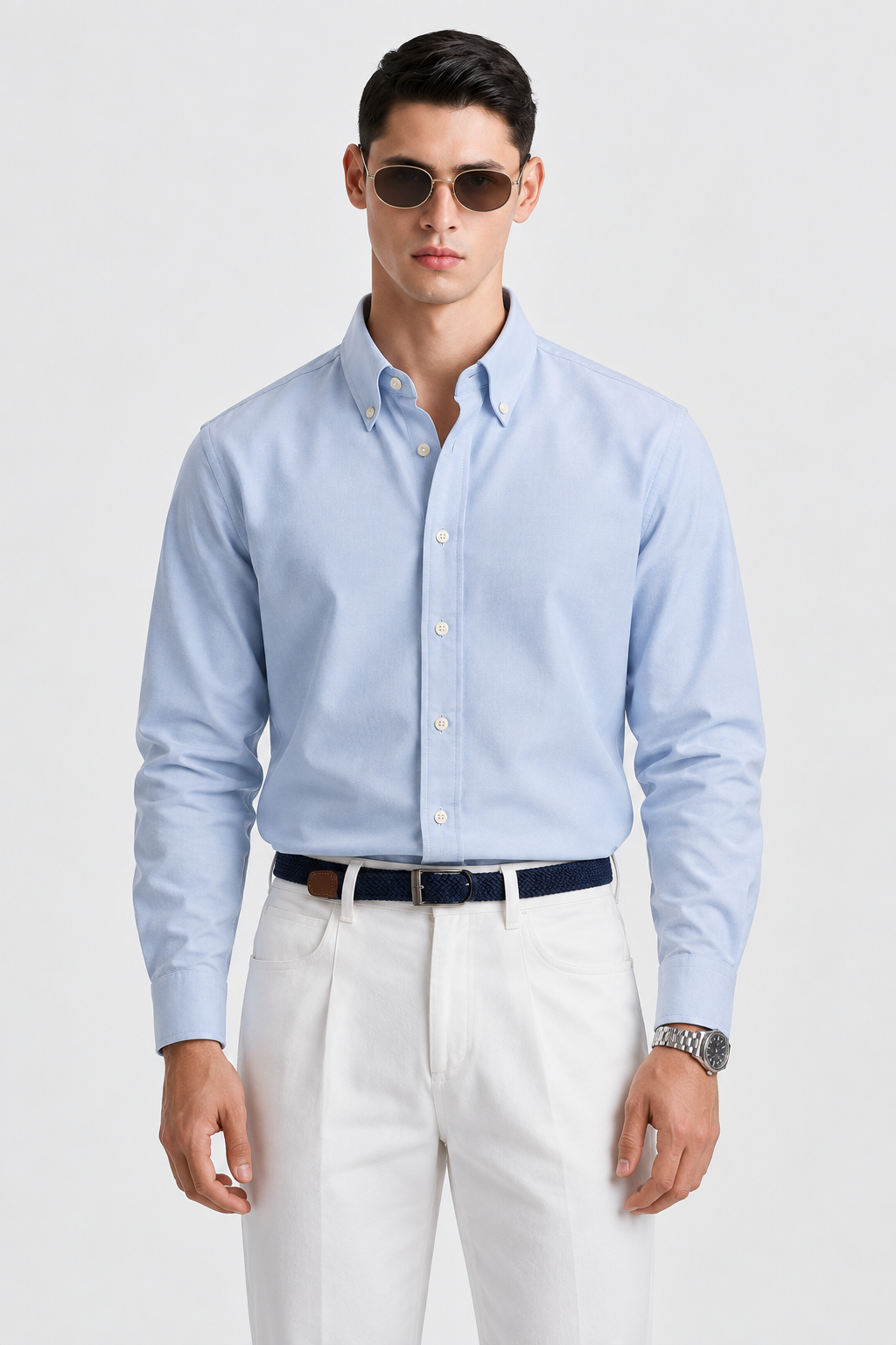 AQUARIUS Cotton Shirt — Powder