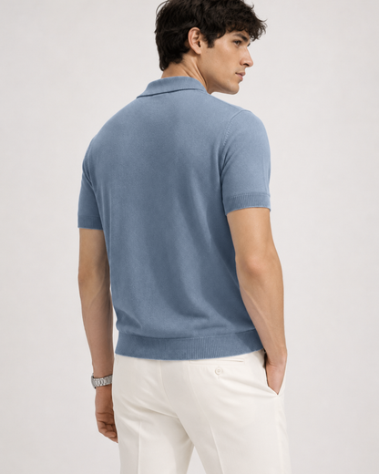 FERN Knit Polo in Slate — back