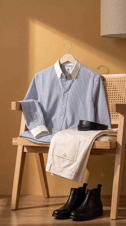 GEMINI Cotton Shirt — Blue, other view