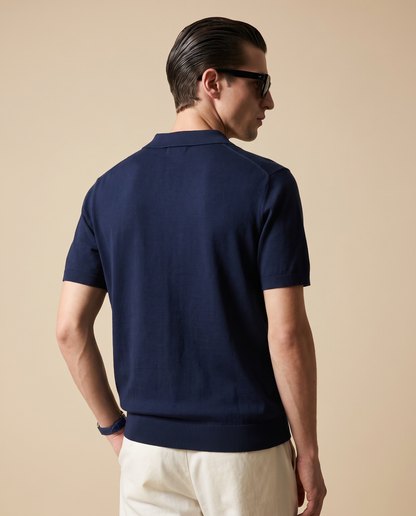 VANE Knit Polo in Navy — back