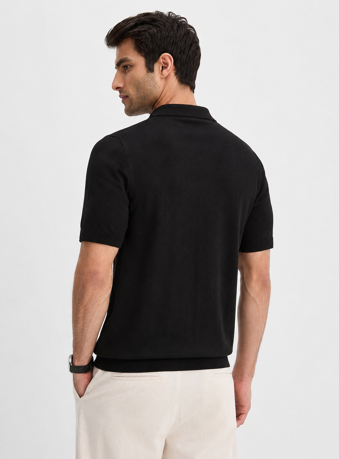 HIVE Knit Polo in Black — back