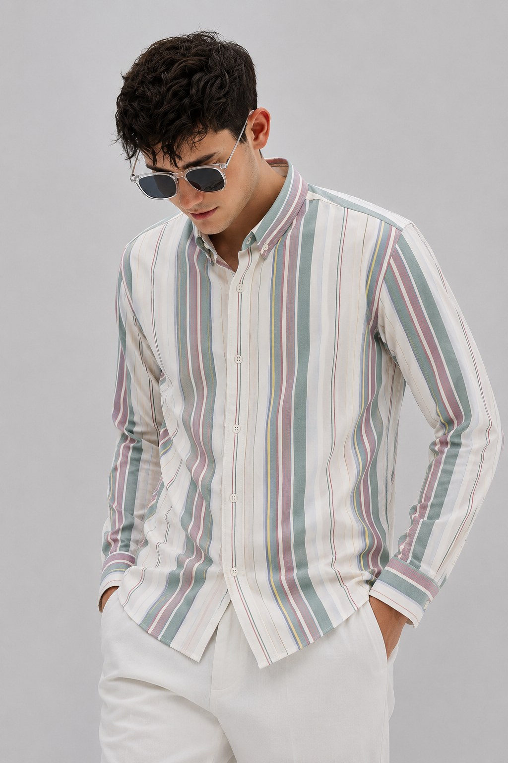 LEO Cotton Shirt — Ecru, front view