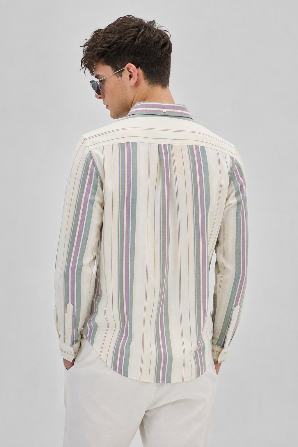 LEO Cotton Shirt — Ecru, back view