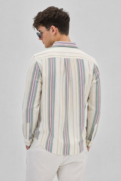 LEO Cotton Shirt — Ecru, back view