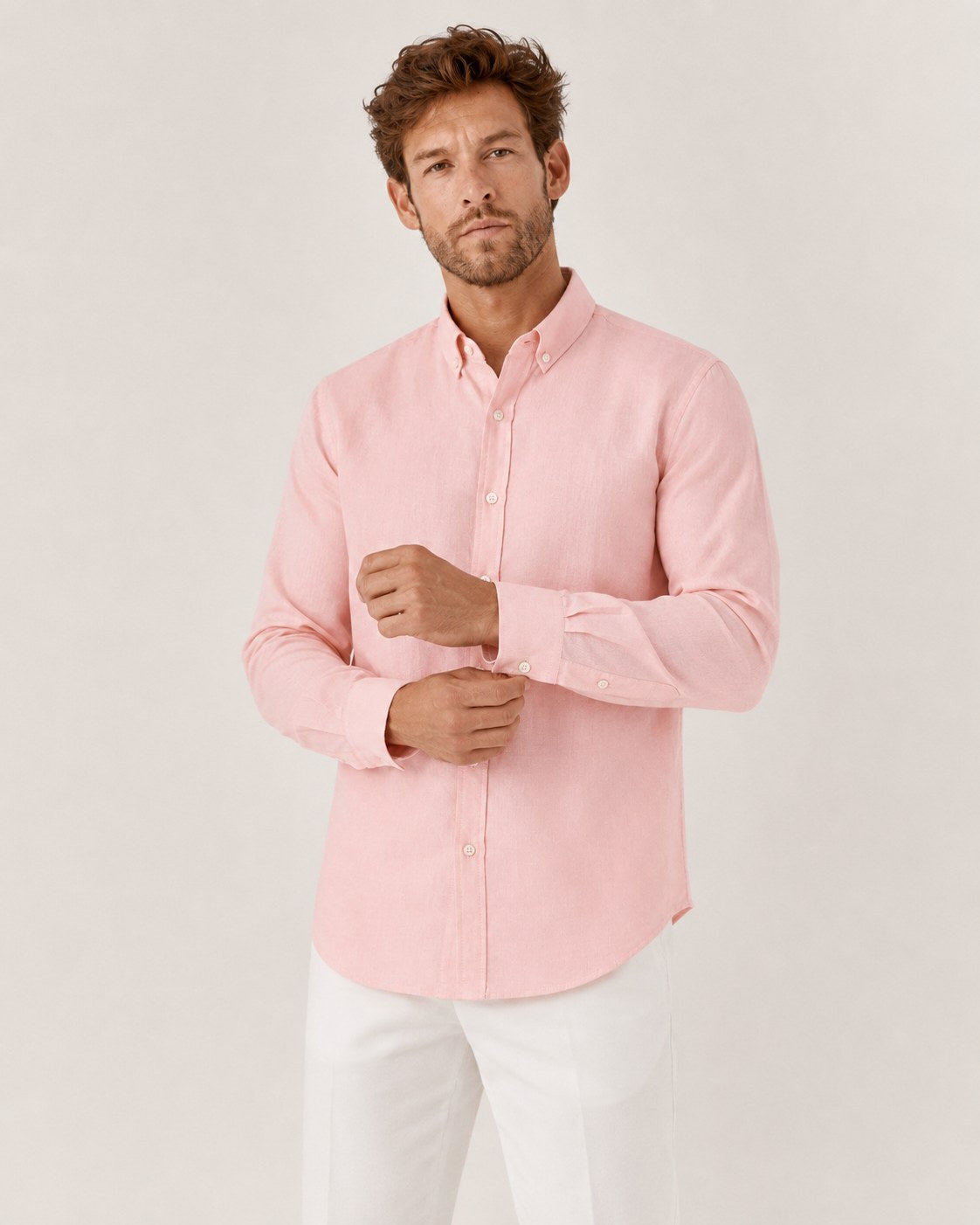 LIBRA Cotton Shirt — Blush, front view