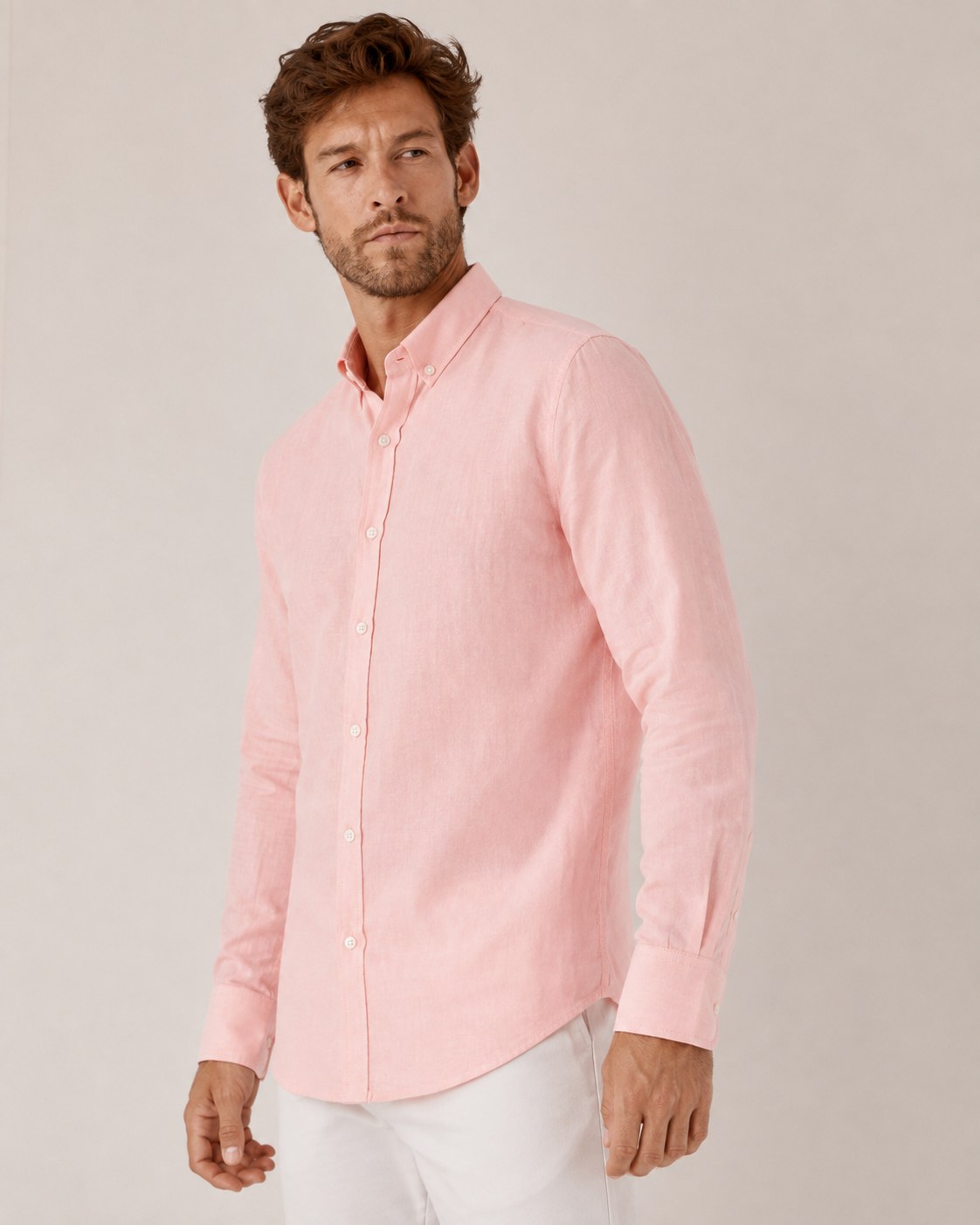 LIBRA Cotton Shirt — Blush, front view