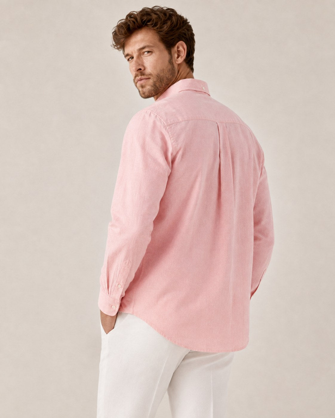 LIBRA Cotton Shirt — Blush, back view