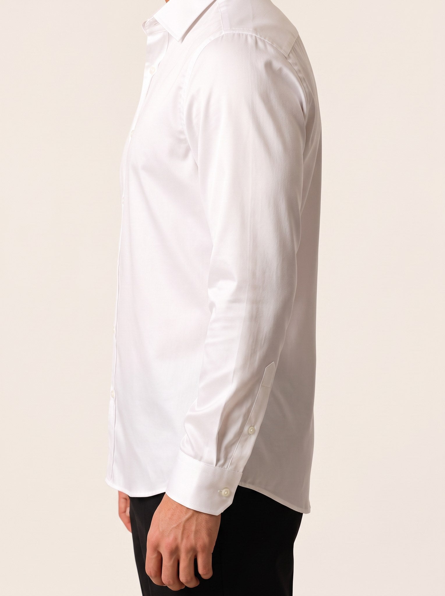 PISCES Satin-Cotton Shirt — Optic White, side view