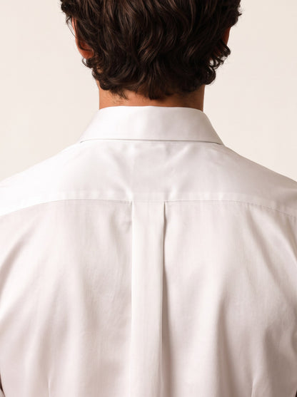 PISCES Satin-Cotton Shirt — Optic White, detail view