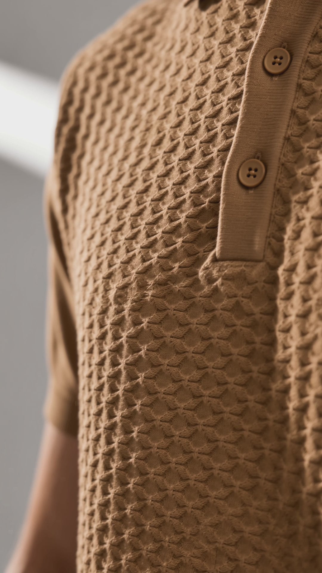 Load video: TILE Knit Polo — Camel