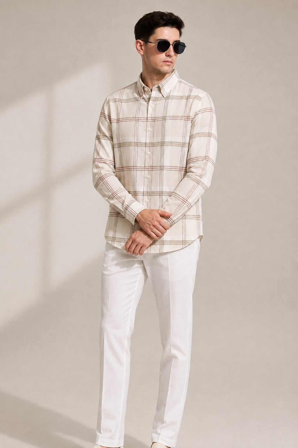 SAGITTARIUS Cotton Shirt — Oat, front view
