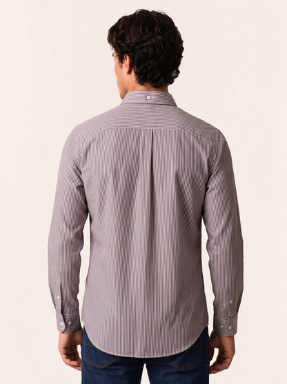 SCORPIO Cotton Shirt — Oxblood, back view