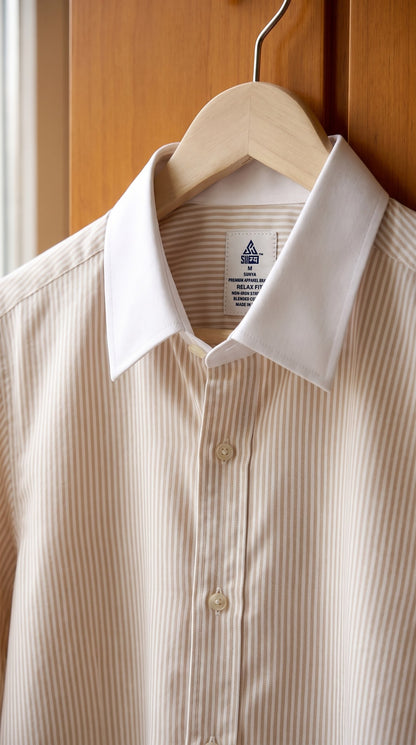 TAURUS Cotton Shirt — Sand, detail view