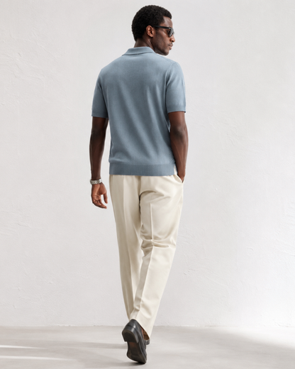 TILE Knit Polo in Slate — back