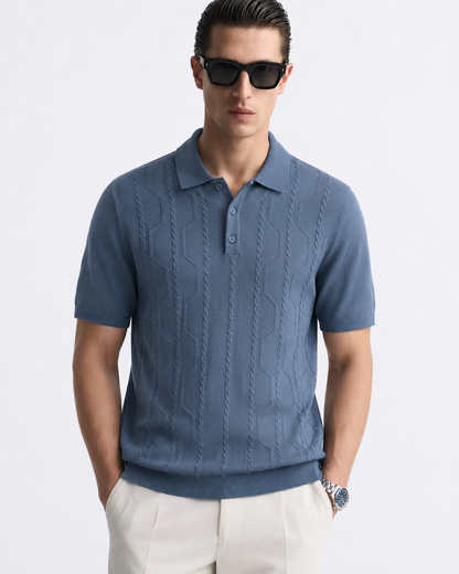 VANE Knit Polo in Slate — front